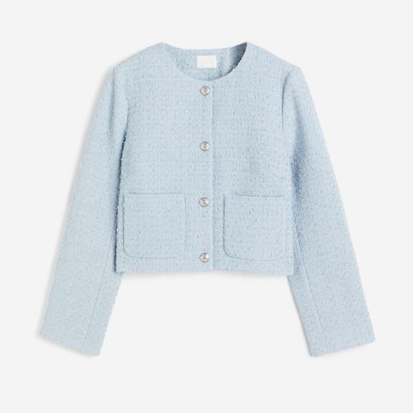 NWT H&M bouclet jacket light blue medium - Picture 4 of 10